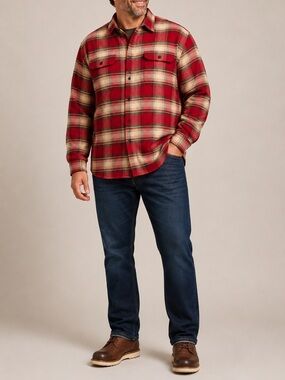 ORVIS Men Heavyweight Flannel Shacket XXL Button Down Shirt Jacket Utility Chore